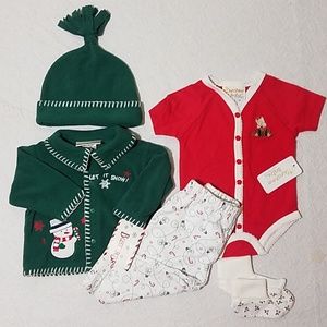 NWT 1st Christmas Holiday Baby Bundle Set Snowman Bear Snow
